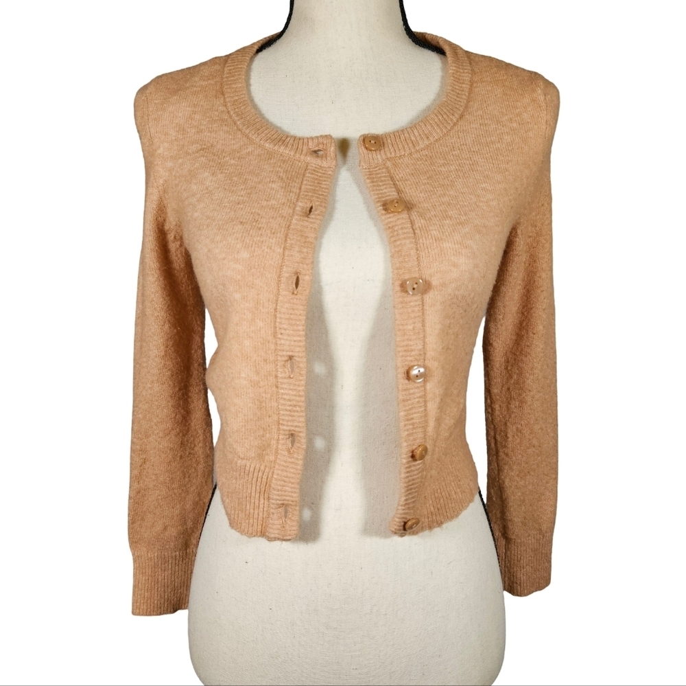 Aerie Wool Blend Button Up Sweater, Peachy Orange, XS